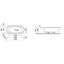 LAUFEN ILBAGNOALESSI Vaňa, solid surface, 1780 x 820 mm, vstavaná verzia s hliníkovým rámom, 1780x820x460 mm, H2459710000001