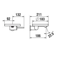 LAUFEN Kartell LAUFEN Nástenná umývadlová batéria pre Simibox 1-Point, pevný výtok 186 mm, vrátane disku, s Joystick kartušou, Chróm 004, H3113370041201