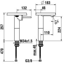 LAUFEN Kartell LAUFEN Umývadlová páková batéria (tanier) vysoká, s výtokom 11 cm, prietok 5,7 l/min, vr. 1 plastového disku vo vyhotovení transparent, bez automatickej výpusti, Chróm 004, H3113380041101