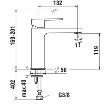 LAUFEN NEJA Umývadlová stojančeková páková batéria s výtokom 132 mm, kartuša Eco+, prietok 5,7 l/min, bez automatického výpustu, Chróm 004, H3115110041201