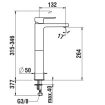LAUFEN NEJA Umývadlová stojančeková páková batéria pre umývadlové misy s výtokom 132 mm, kartuša Eco+, prietok 5,7 l/min, bez automatického výpustu, Chróm 004, H3115180041201