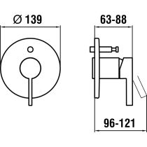 LAUFEN Kartell LAUFEN Vrchná sada podomietkovej vaňovej batérie pre Simibox, s prepínačom a odvzdušňovacím ventilom, Chróm 004, H3213360040101