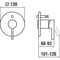 LAUFEN Kartell LAUFEN Vrchná sada podomietkovej vaňovej/sprchovej batérie pre Simibox alebo Simibox Light, s prepínačom, PVD Zlatoružová 082, H3213360820001