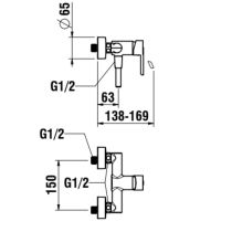 LAUFEN LUA Sprchová nástenná páková batéria, s ručnou sprchou 80 mm, 1 funkcia a syntetickou sprchovou hadicou 1600 mm, PVD Titán čierný matný 081, H3310810811311