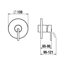 LAUFEN LUA Vrchný set podomietkovej sprchovej batérie pre Simibox alebo Simibox Light, PVD Titán čierný matný 081, H3310860810001