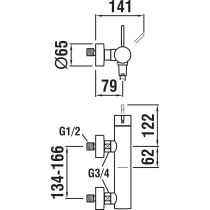 LAUFEN Kartell LAUFEN Sprchová batéria 150 mm kompletná s pripojovacími excentrami, syntetickou sprchovou hadicou 1800 mm a dvojitým držadlom ručnej sprchy, Chróm 004, H3313370041411
