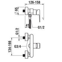 LAUFEN NEJA Sprchová nástenná páková batéria,
, s ručnou sprchou 80 mm, 1 funkcia a syntetickou sprchovou hadicou 1600 mm, Chróm 004, H3315170041311