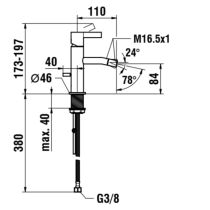 LAUFEN Kartell LAUFEN Bidetová stojančeková batéria, pevný výtok 110 mm, s automatickou výpusťou, PVD Svetlozlatá matná 083, H3413310831031