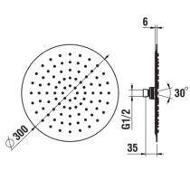 LAUFEN SHOWER PROGRAMME Hlavová sprcha kruhová s dažďovým efektom, Ø 300 mm, PVD inox kartáčovaná oceľ 003, H3679810032311