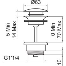 LAUFEN  Umývadlový výpust, Click-clack, 63x63 mm, farba PVD svetlozlatá matná, H3709890831041