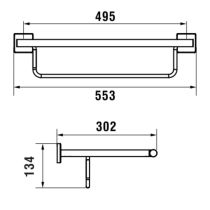 LAUFEN NIARA S Police na osušky so závesnou tyčou, PVD inox kartáčovaná oceľ 161, H3810721610031