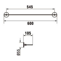 LAUFEN CANA Polička sklenená vrátane držiakov, 60 cm, Chróm 004, H3851320040001