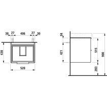 LAUFEN BASE Skrinka pod umývadlo, 2 zásuvky, pre umývadlo H810962, 520x440x530 mm, Bledý brest 262, H4021721102621