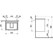 LAUFEN BASE Skrinka pod umývadlo, 2 zásuvky, pre umývadlo H810282, 530x390x530 mm, Bledý brest 262, H4021921102621