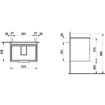 LAUFEN BASE Skrinka pod umývadlo, 2 zásuvky, pre umývadlo H810964, 615x440x530 mm, Šedá traffic 266, H4022921102661