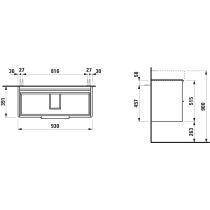 LAUFEN BASE Skrinka pod umývadlo, 2 zásuvky, pre umývadlo H810287, 930x390x530 mm, Biela matná 260, H4024121102601