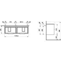 LAUFEN BASE Skrinka pod umývadlo, 4 zásuvky, pre dvojumývadlá VAL H814282, 1180x390x530 mm, Bledý brest 262, H4025341102621