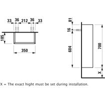 LAUFEN BASE Stredná skrinka, pánty dvierok vľavo (bočnice korpusu s výrezom), 350x185x700 mm, Bledý brest 262, H4026111102621