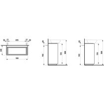 LAUFEN BASE Skrinka pod umývadlo, s 2 zásuvkami, pre umývadlá 813301, 813302, s držiakom z tmavého hliníka, 770x350x775 mm, Tmavohnedý brest 263, H4030041102631
