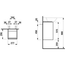 LAUFEN BASE Skrinka pod umývadlo, 1 dvierka, závesy vľavo, 1 vnútorná polička, pre umývadielko H815301, 275x295x515 mm, Tmavohnedý brest 263, H4030111102631