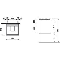 LAUFEN LANI Skrinka pod umývadlo, s 2 zásuvkami, pre umývadlo H810081, H817431, H810332, 480x450x515 mm, Špeciálne farby 990, H4035121129901