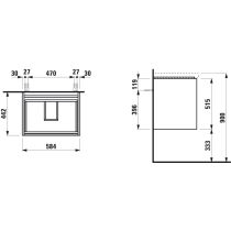 LAUFEN LANI Skrinka pod umývadlo, s 2 zásuvkami, pre umývadlo H810083, H817433, H810333, 585x450x515 mm, Biela lesklá 261, H4035321122611