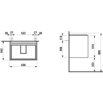 LAUFEN LANI Skrinka pod umývadlo, s 2 zásuvkami, pre umývadlo H810084, 635x450x515 mm, Špeciálne farby 990, H4035421129901