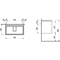 LAUFEN LANI Skrinka pod umývadlo, s 2 zásuvkami, pre umývadlo H810087, H817436, H810336, 785x450x515 mm, Multicolour farby 999, H4035521129991