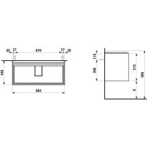 LAUFEN LANI Skrinka pod umývadlo, s 2 zásuvkami, pre umývadlo H810089, H818437, H810337, 985x450x515 mm, Šedá traffic 266, H4035621122661