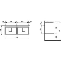 LAUFEN LANI Skrinka pod umývadlo, so 4 zásuvkami, pre umývadlo H814081, 1180x450x515 mm, Divoký dub 267, H4035741122671
