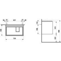 LAUFEN LANI Skrinka pod umývadlo, s 2 zásuvkami, pre umývadlo H817085, 735x450x515 mm, Biela lesklá 261, H4035821122611