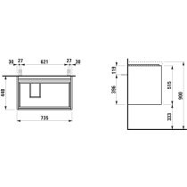 LAUFEN LANI Skrinka pod umývadlo, s 2 zásuvkami, pre umývadlo H817086, 735x450x515 mm, Šedá traffic 266, H4035921122661