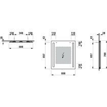 LAUFEN LANI Zrkadlo 600 mm, s 2 LED osvetľovacími prvkami, bez rámu, IP 44, 4 000K, pre externý vypínač, 600x700 mm, Zrkadlo 144, H4038521121441