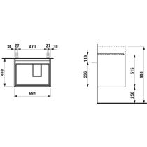 LAUFEN LANI Skrinka pod umývadlo, s 2 zásuvkami, pre umývadlo H810335, 585x450x515 mm, Špeciálne farby 990, H4039421129901