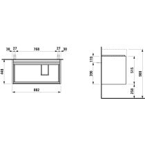LAUFEN LANI Skrinka pod umývadlo, s 2 zásuvkami, pre umývadlo H810339, 880x450x515 mm, Špeciálne farby 990, H4039621129901