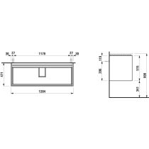 LAUFEN LANI Skrinka pod umývadlo, s 2 zásuvkami, pre umývadlo H816435, 1285x470x515 mm, Divoký dub 267, H4041921122671