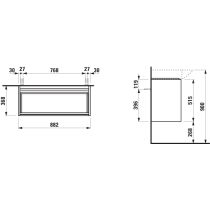 LAUFEN LANI Skrinka pod umývadlo, s 2 zásuvkami, pre umývadlo H811702, 880x370x515 mm, Špeciálne farby 990, H4042121129901