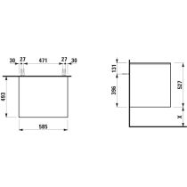 LAUFEN LANI Zásuvkový element 600, s 2 zásuvkami, bez výrezu, top 12 mm, 585x495x525 mm, Divoký dub 267, H4043001122671