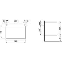 LAUFEN LANI Zásuvkový element 800, s 2 zásuvkami, bez výrezu, top 12 mm, 785x495x525 mm, Šedá traffic 266, H4043101122661