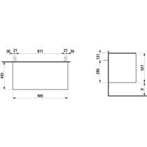 LAUFEN LANI Zásuvkový element 1000, s 2 zásuvkami, bez výrezu, top 12 mm, 985x495x525 mm, Biela matná 260, H4043201122601