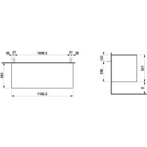 LAUFEN LANI Zásuvkový element 1200, s 2 zásuvkami, bez výrezu, top 12 mm, 1180x495x525 mm, Biela matná 260, H4043301122601