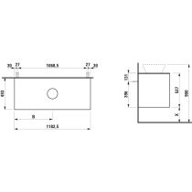 LAUFEN LANI Zásuvkový element 1200, s 2 zásuvkami, s výrezom uprostred, top 12 mm, 1180x495x525 mm, Biela matná 260, H4043311122601