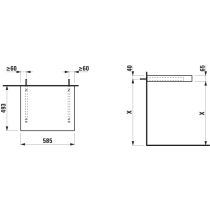 LAUFEN LANI Umývadlová doska 600, bez výrezu, hrúbka: 65 mm, vr. 2 nástenných držiakov, 585x495x65 mm, Divoký dub 267, H4046401122671