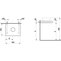 LAUFEN LANI Umývadlová doska 600, s 1 výrezom uprostred, hrúbka: 65 mm, vr. 2 nástenných držiakov, 585x495x65 mm, Šedá traffic 266, H4046411122661