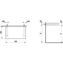 LAUFEN LANI Umývadlová doska 800, bez výrezu, hrúbka: 65 mm, vr. 2 nástenných držiakov, 785x495x65 mm, Divoký dub 267, H4046501122671