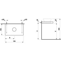 LAUFEN LANI Umývadlová doska 800, s 1 výrezom uprostred, hrúbka: 65 mm, vr. 2 nástenných držiakov, 785x495x65 mm, Biela matná 260, H4046511122601