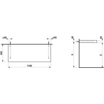 LAUFEN LANI Umývadlová doska 1200, bez výrezu, hrúbka: 65 mm, vr. 2 nástenných držiakov, 1185x495x65 mm, Biela matná 260, H4046701122601