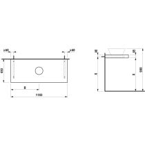 LAUFEN LANI Umývadlová doska 1200, s 1 výrezom uprostred, hrúbka: 65 mm, vr. 2 nástenných držiakov, 1185x495x65 mm, Divoký dub 267, H4046711122671
