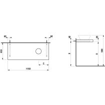LAUFEN LANI Umývadlová doska 1200, s výrezom vpravo, hrúbka: 65 mm, vr. 2 nástenných držiakov, 1185x495x65 mm, Biela matná 260, H4046731122601