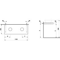 LAUFEN LANI Umývadlová doska 1200, s výrezom vľavo a vpravo, hrúbka: 65 mm, vr. 2 nástenných držiakov, 1185x495x65 mm, Biela matná 260, H4046741122601
